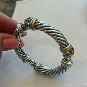 David Yurman 14KT & silver cable bracelet with natural gem stones.
